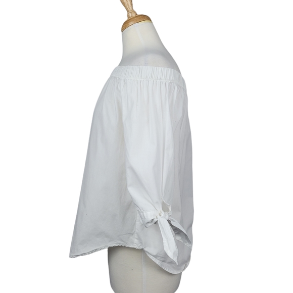 AMBIANCE Top Blouse Off The Shoulder 3/4 Sleeve Whit3 Sz Large - Picture 3 of 8